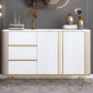 Glam Sideboard Buffet 3 Drawers and 2 Doors Adjustable Shelving Buffet Sideboard Clearhalo 'buffet_sideboard' 'Buffets & Sideboards' 'furn' 'furn_buffet_sideboard' 'Furniture' 'Kitchen & Dining Furniture' 6347973