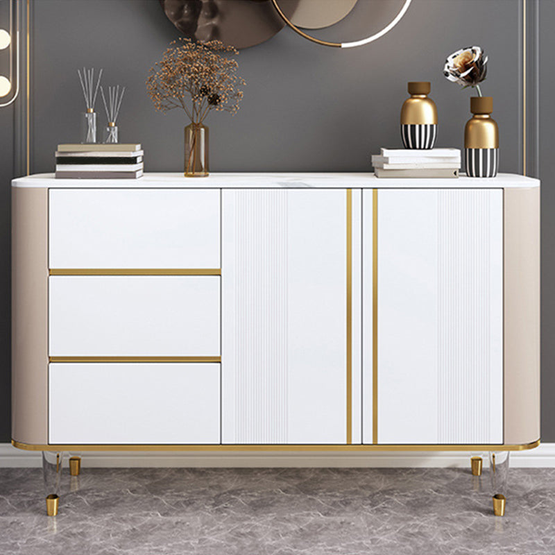 Glam Sideboard Buffet 3 Drawers and 2 Doors Adjustable Shelving Buffet Sideboard Clearhalo 'buffet_sideboard' 'Buffets & Sideboards' 'furn' 'furn_buffet_sideboard' 'Furniture' 'Kitchen & Dining Furniture' 6347973