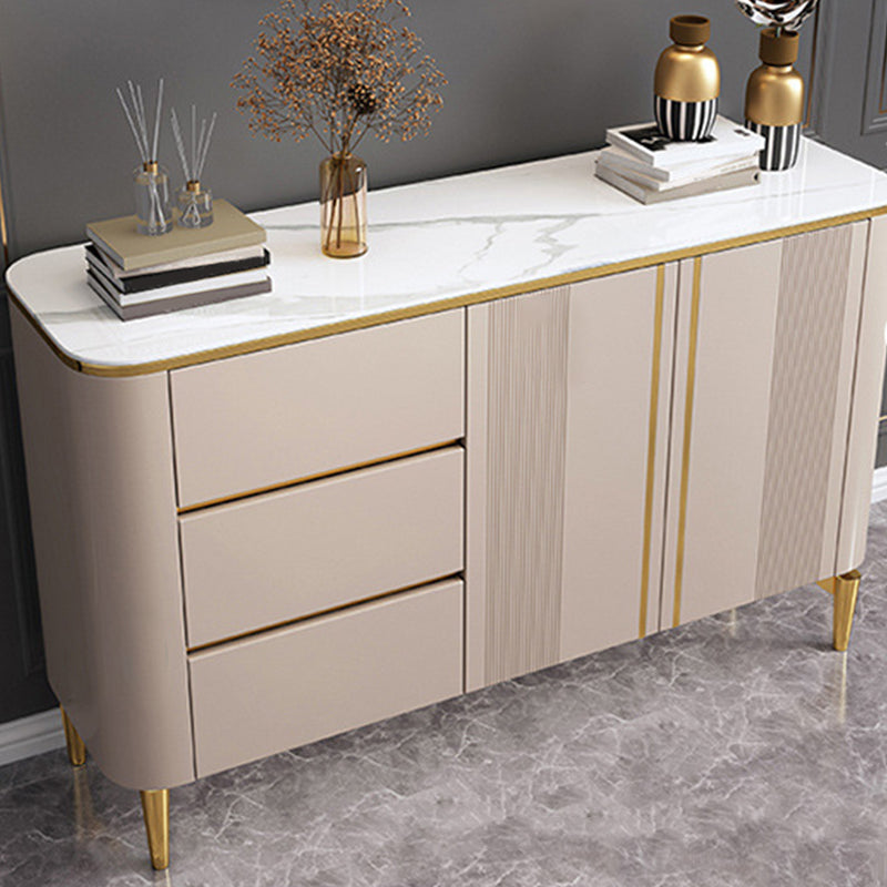 Glam Sideboard Buffet 3 Drawers and 2 Doors Adjustable Shelving Buffet Sideboard Clearhalo 'buffet_sideboard' 'Buffets & Sideboards' 'furn' 'furn_buffet_sideboard' 'Furniture' 'Kitchen & Dining Furniture' 6347979