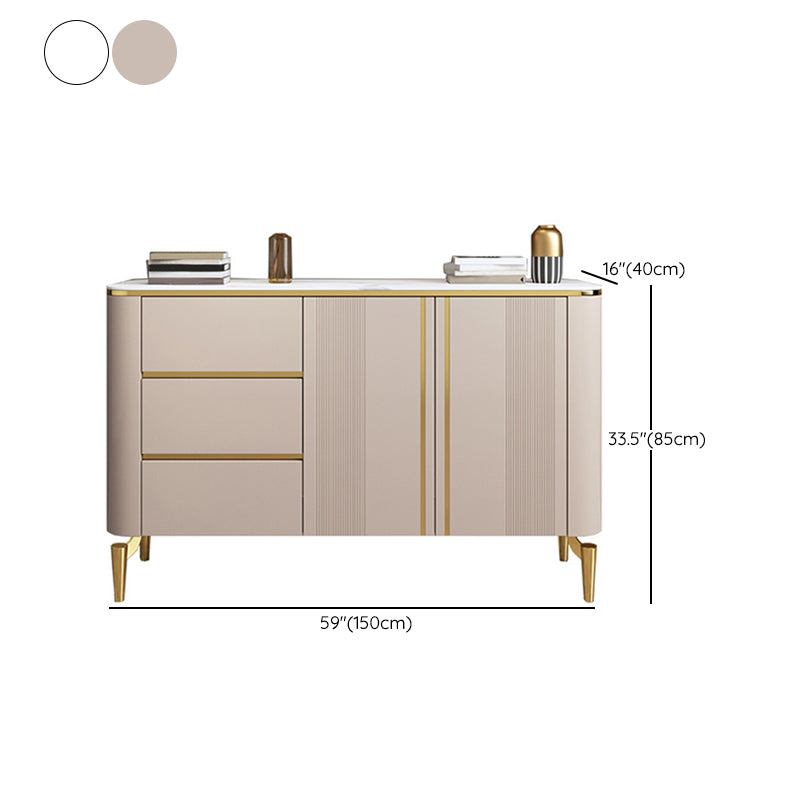 Glam Sideboard Buffet 3 Drawers and 2 Doors Adjustable Shelving Buffet Sideboard Clearhalo 'buffet_sideboard' 'Buffets & Sideboards' 'furn' 'furn_buffet_sideboard' 'Furniture' 'Kitchen & Dining Furniture' 6347981