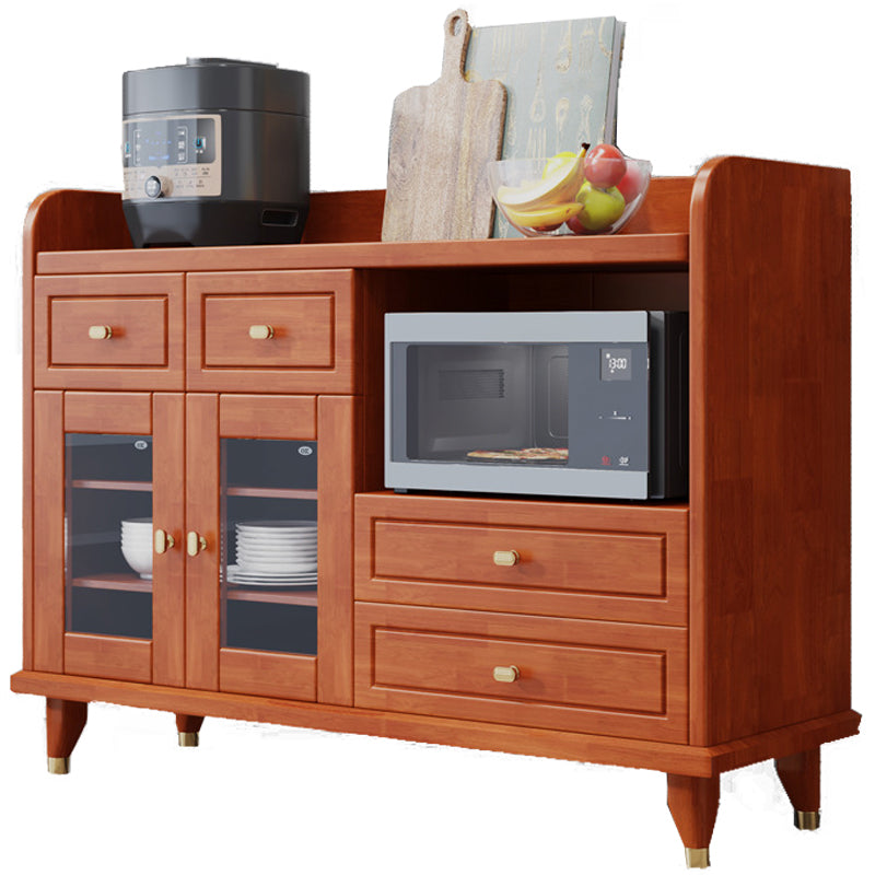 Cuffe da pranzo contemporaneo in legno massiccio 37 "H con armadi e cassetti