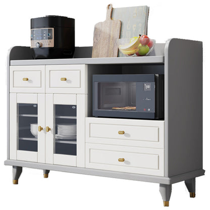 Cuffe da pranzo contemporaneo in legno massiccio 37 "H con armadi e cassetti