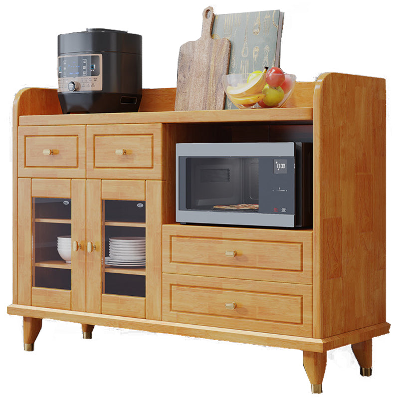 Cuffe da pranzo contemporaneo in legno massiccio 37 "H con armadi e cassetti