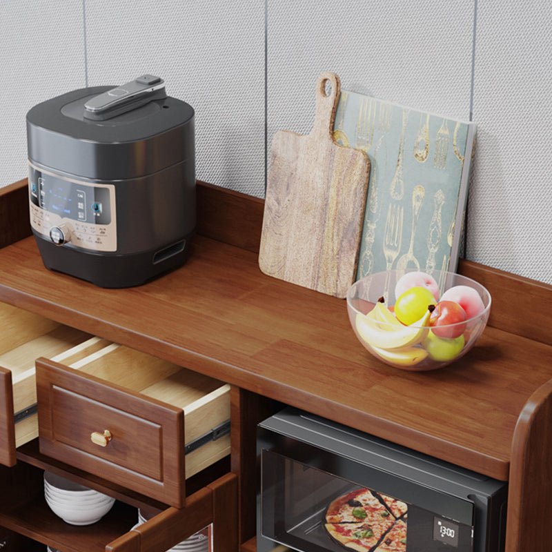 Cuffe da pranzo contemporaneo in legno massiccio 37 "H con armadi e cassetti