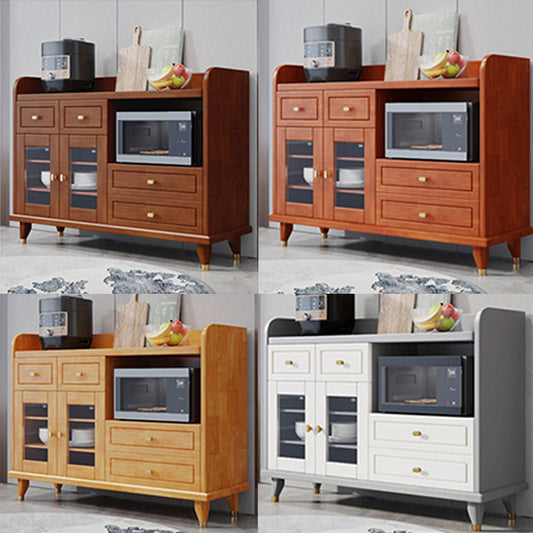 Cuffe da pranzo contemporaneo in legno massiccio 37 "H con armadi e cassetti