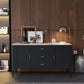 Modern Dining Buffet Stone Sideboard with Cabinets and Drawers 55"L x 18"W x 31"H Clearhalo 'buffet_sideboard' 'Buffets & Sideboards' 'furn' 'furn_buffet_sideboard' 'Furniture' 'Kitchen & Dining Furniture' 6348028