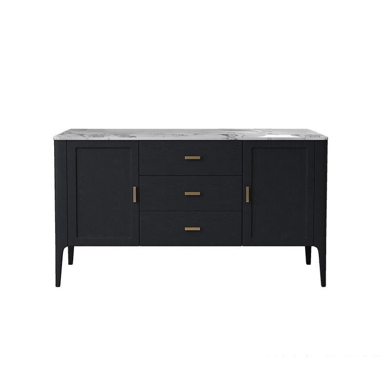 Modern Dining Buffet Stone Sideboard with Cabinets and Drawers 63"L x 18"W x 31"H Clearhalo 'buffet_sideboard' 'Buffets & Sideboards' 'furn' 'furn_buffet_sideboard' 'Furniture' 'Kitchen & Dining Furniture' 6348030