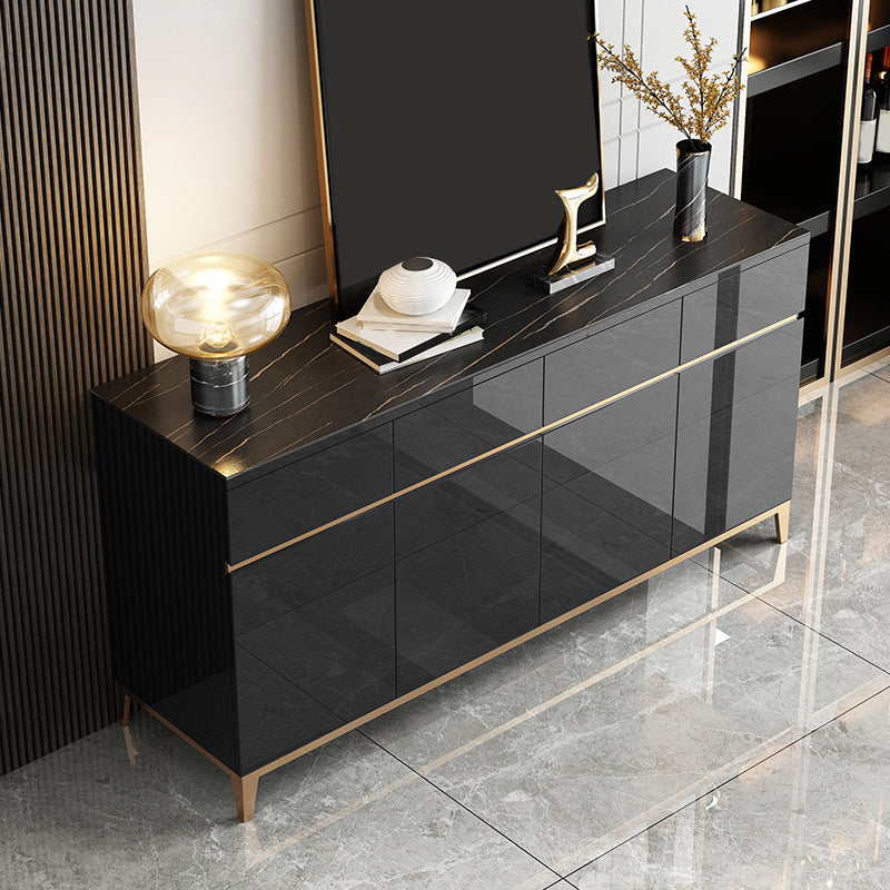 Tavolo da sideboard in pietra a buffet da pranzo in stile glam con cassetti e armadi
