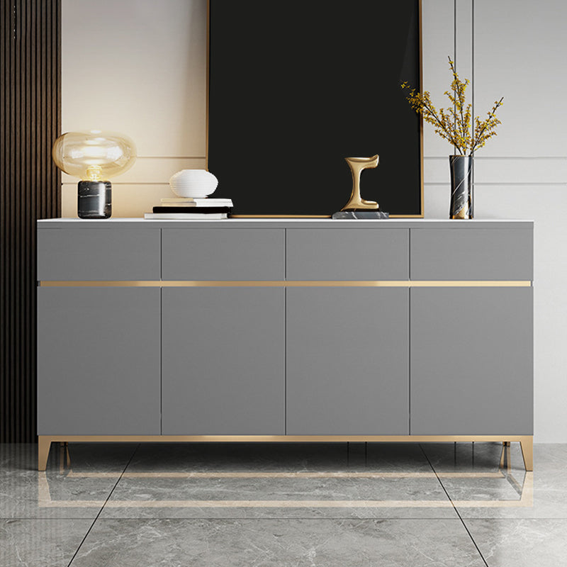 Tavolo da sideboard in pietra a buffet da pranzo in stile glam con cassetti e armadi