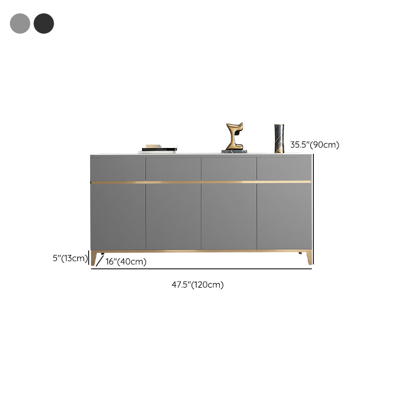 Tavolo da sideboard in pietra a buffet da pranzo in stile glam con cassetti e armadi