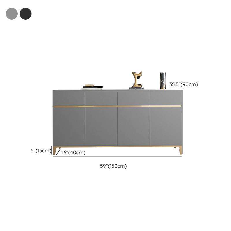 Tavolo da sideboard in pietra a buffet da pranzo in stile glam con cassetti e armadi