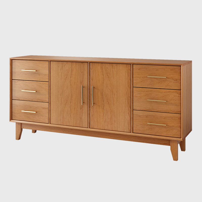 Contemporary Dining Buffet Solid Wood Sideboard Table with Cabinets and Drawers Cherry Clearhalo 'buffet_sideboard' 'Buffets & Sideboards' 'furn' 'furn_buffet_sideboard' 'Furniture' 'Kitchen & Dining Furniture' 6348141