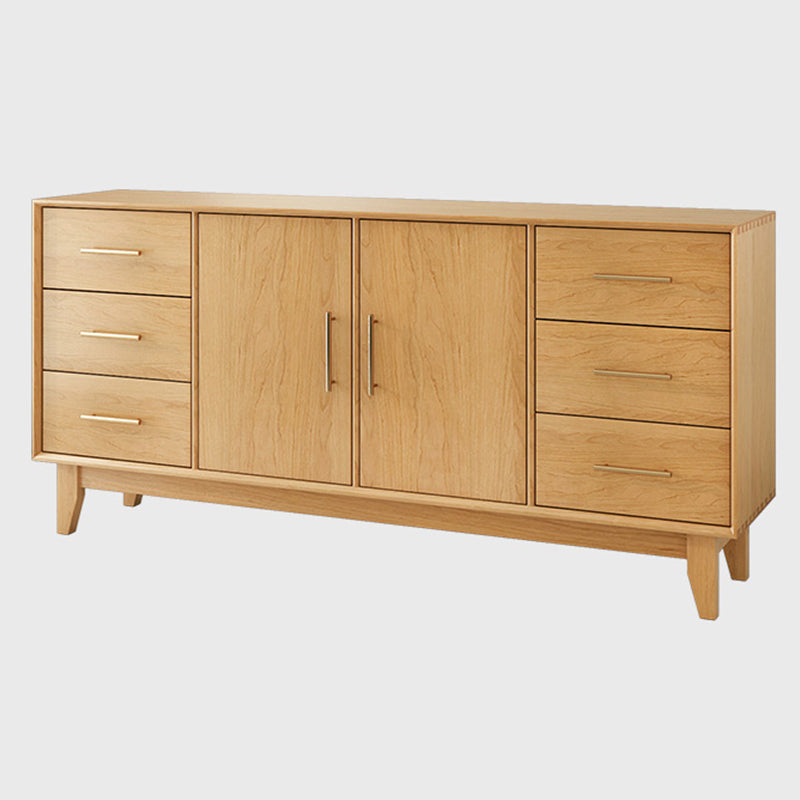 Contemporary Dining Buffet Solid Wood Sideboard Table with Cabinets and Drawers Wood Clearhalo 'buffet_sideboard' 'Buffets & Sideboards' 'furn' 'furn_buffet_sideboard' 'Furniture' 'Kitchen & Dining Furniture' 6348142