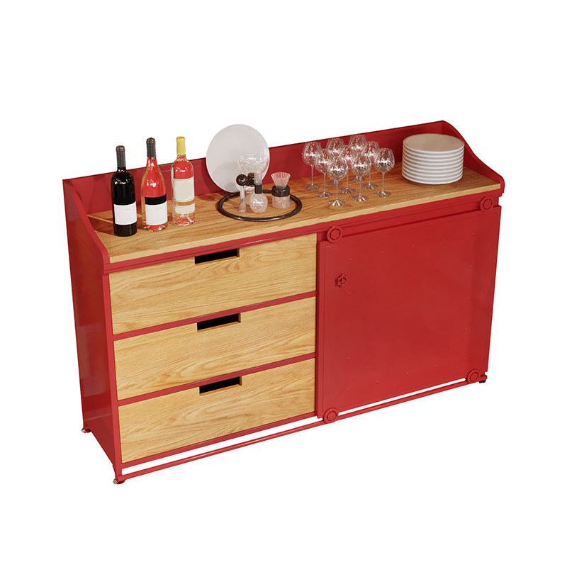 3 Lade Credenza Engineered Wood Board met schuifdeur met open opslag