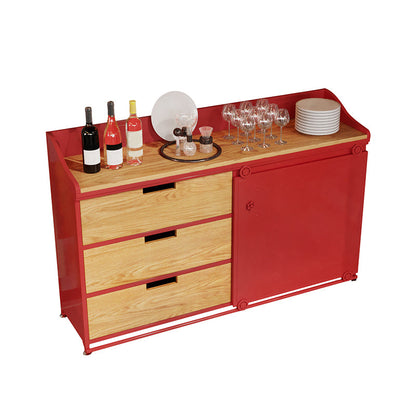 3 Lade Credenza Engineered Wood Board met schuifdeur met open opslag