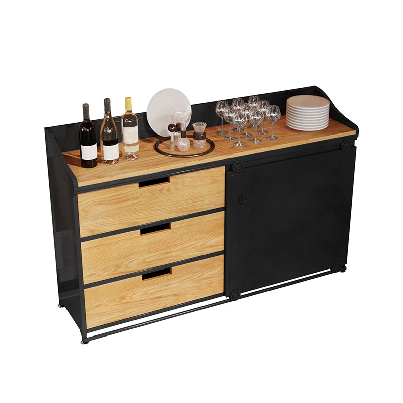 3 Lade Credenza Engineered Wood Board met schuifdeur met open opslag