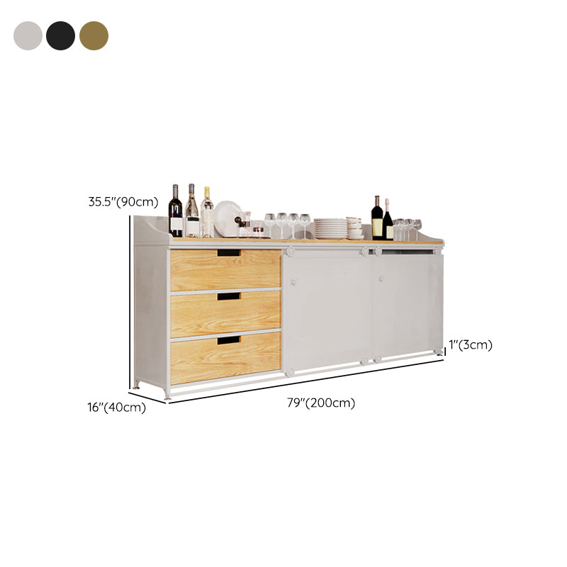 3 Lade Credenza Engineered Wood Board met schuifdeur met open opslag