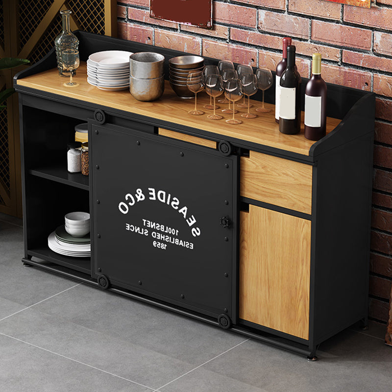 Server da pranzo in legno ingegnerizzato Antique Finitura 1-Drawer Sideboard con spazio di archiviazione aperta
