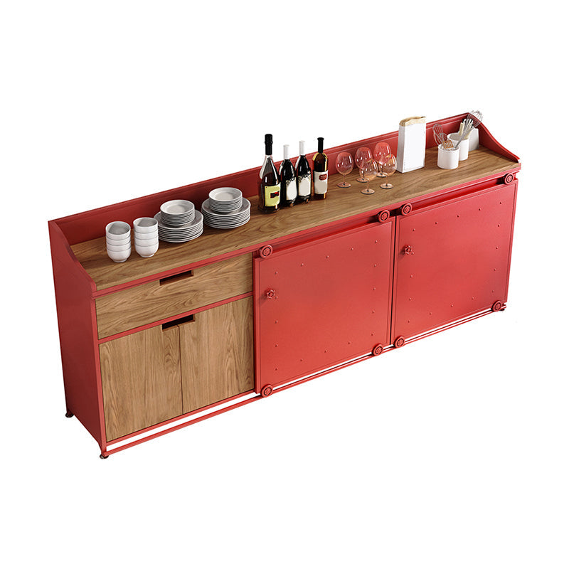Server da pranzo in legno ingegnerizzato Antique Finitura 1-Drawer Sideboard con spazio di archiviazione aperta