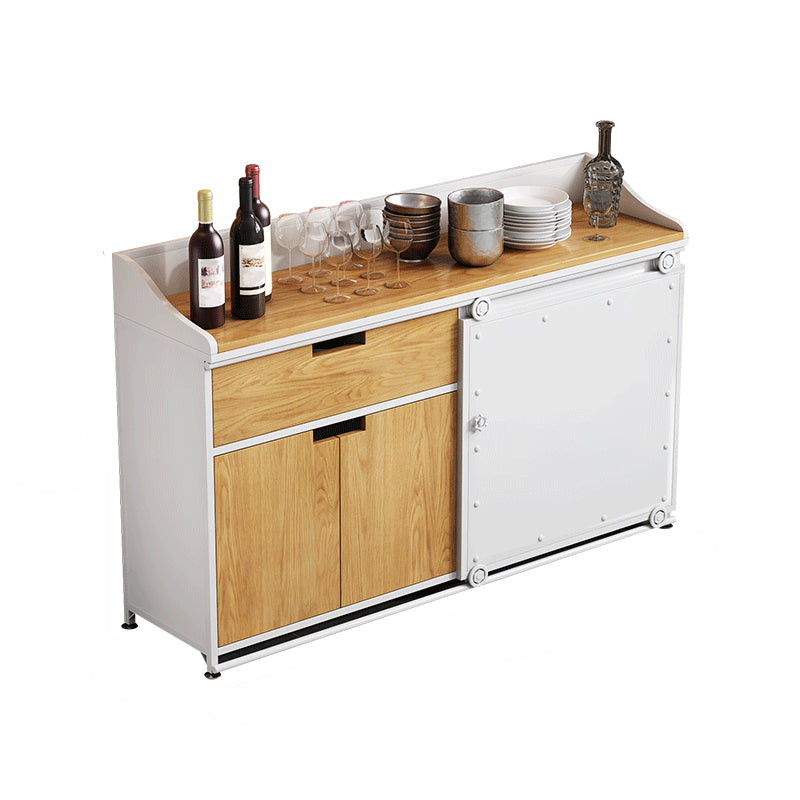 Server da pranzo in legno ingegnerizzato Antique Finitura 1-Drawer Sideboard con spazio di archiviazione aperta