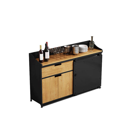 Server da pranzo in legno ingegnerizzato Antique Finitura 1-Drawer Sideboard con spazio di archiviazione aperta