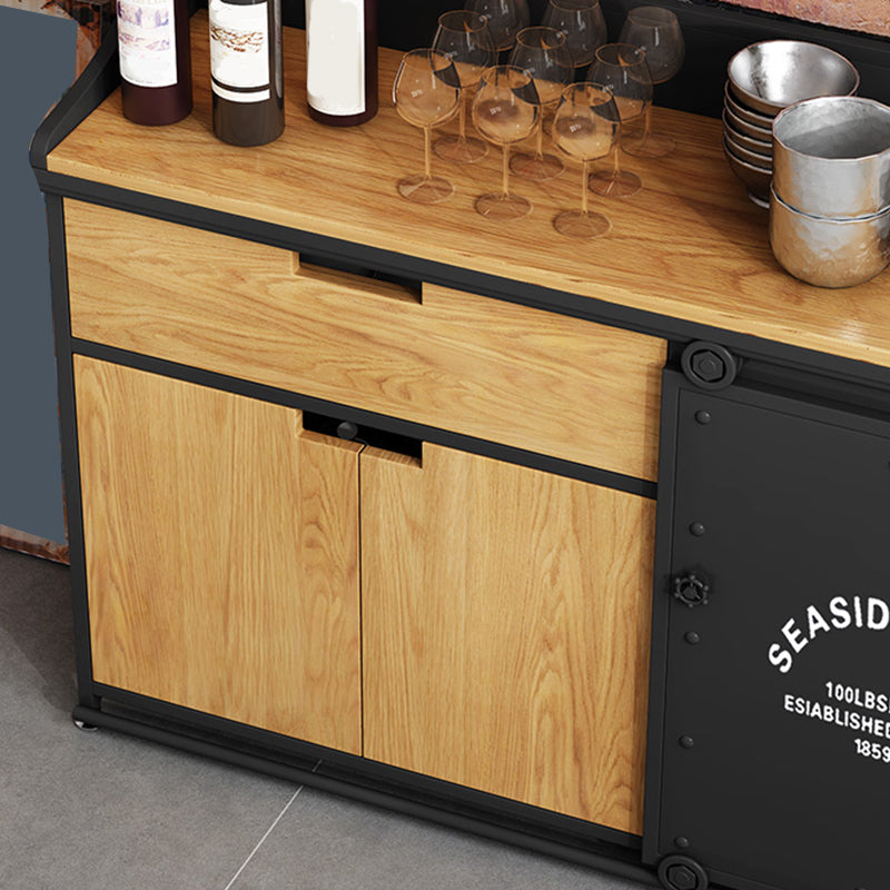 Server da pranzo in legno ingegnerizzato Antique Finitura 1-Drawer Sideboard con spazio di archiviazione aperta