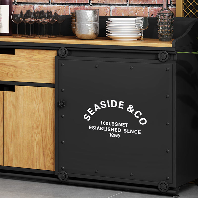 Server da pranzo in legno ingegnerizzato Antique Finitura 1-Drawer Sideboard con spazio di archiviazione aperta