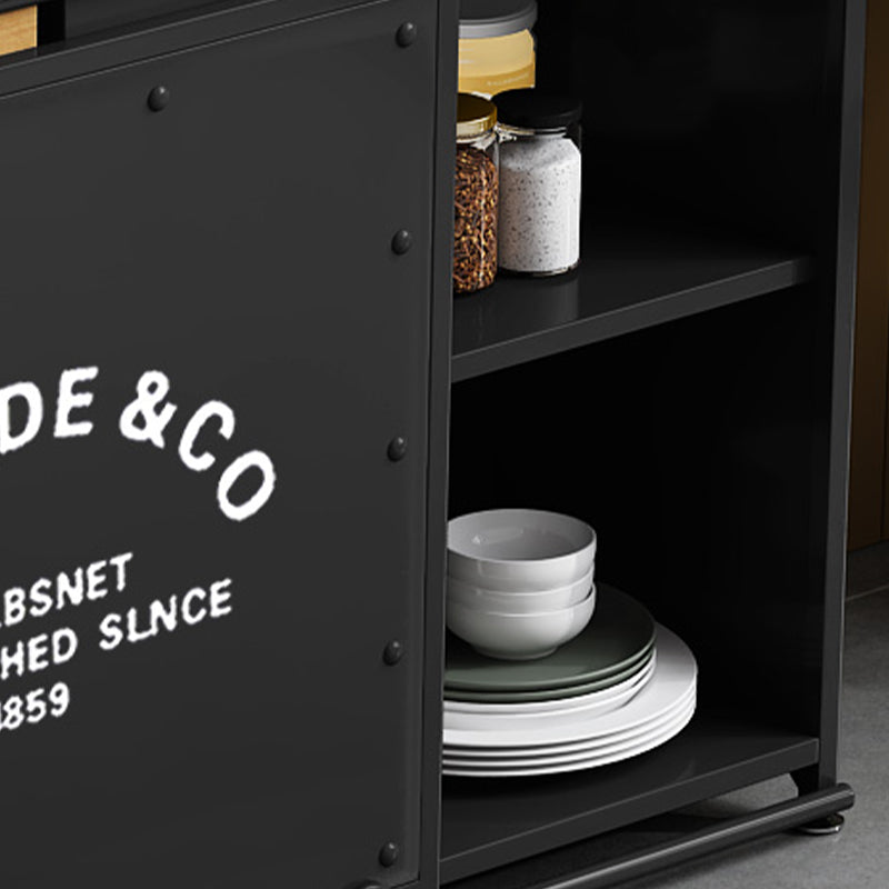 Server da pranzo in legno ingegnerizzato Antique Finitura 1-Drawer Sideboard con spazio di archiviazione aperta