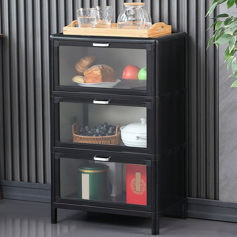 Buffet noir moderne buffet en miroir de table de plate-forme métallique salon