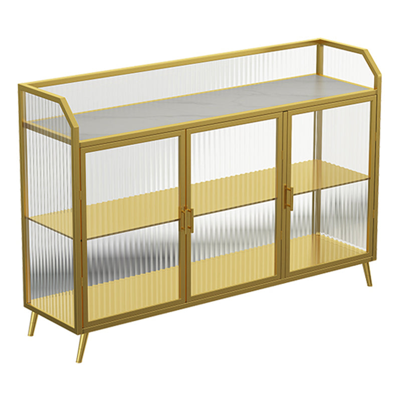 Metal and Glass Sideboard Modern Home Rectangular Side Board with Doors 47"L x 14"W x 35"H Gold Clearhalo 'buffet_sideboard' 'Buffets & Sideboards' 'furn' 'furn_buffet_sideboard' 'Furniture' 'Kitchen & Dining Furniture' 6348355