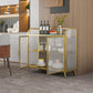 Metal and Glass Sideboard Modern Home Rectangular Side Board with Doors Clearhalo 'buffet_sideboard' 'Buffets & Sideboards' 'furn' 'furn_buffet_sideboard' 'Furniture' 'Kitchen & Dining Furniture' 6348357