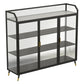 Metal and Glass Sideboard Modern Home Rectangular Side Board with Doors 47"L x 14"W x 47"H Black Clearhalo 'buffet_sideboard' 'Buffets & Sideboards' 'furn' 'furn_buffet_sideboard' 'Furniture' 'Kitchen & Dining Furniture' 6348358