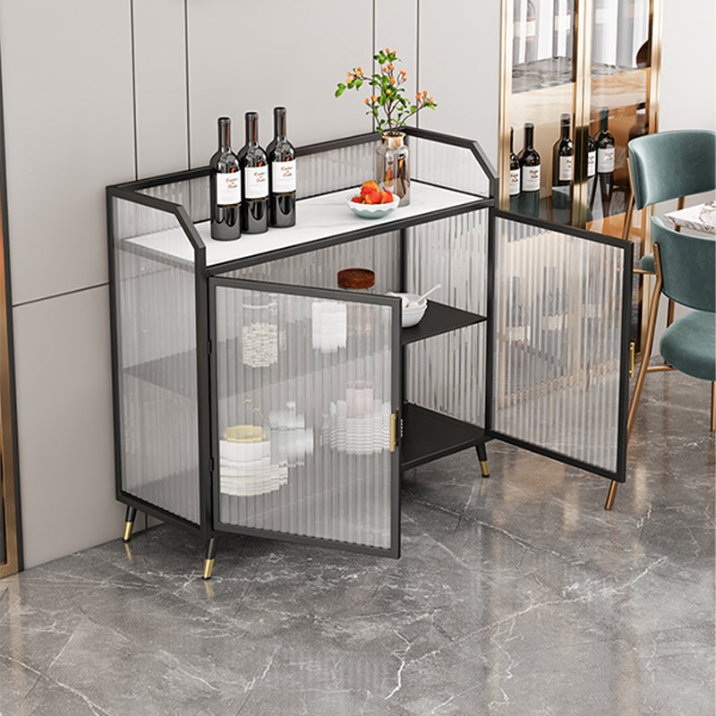 Metal and Glass Sideboard Modern Home Rectangular Side Board with Doors Clearhalo 'buffet_sideboard' 'Buffets & Sideboards' 'furn' 'furn_buffet_sideboard' 'Furniture' 'Kitchen & Dining Furniture' 6348359
