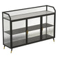 Metal and Glass Sideboard Modern Home Rectangular Side Board with Doors 47"L x 14"W x 35"H Black Clearhalo 'buffet_sideboard' 'Buffets & Sideboards' 'furn' 'furn_buffet_sideboard' 'Furniture' 'Kitchen & Dining Furniture' 6348360