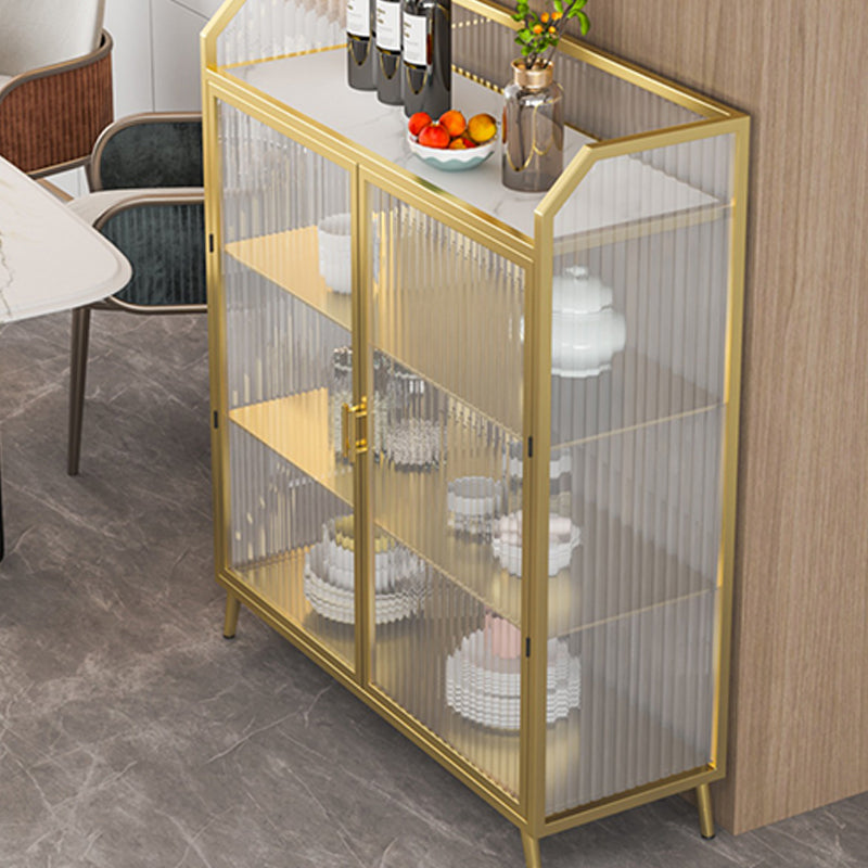 Metal and Glass Sideboard Modern Home Rectangular Side Board with Doors Clearhalo 'buffet_sideboard' 'Buffets & Sideboards' 'furn' 'furn_buffet_sideboard' 'Furniture' 'Kitchen & Dining Furniture' 6348368