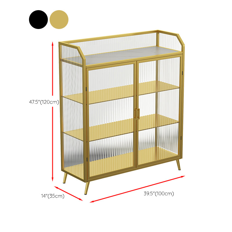 Metal and Glass Sideboard Modern Home Rectangular Side Board with Doors Clearhalo 'buffet_sideboard' 'Buffets & Sideboards' 'furn' 'furn_buffet_sideboard' 'Furniture' 'Kitchen & Dining Furniture' 6348374