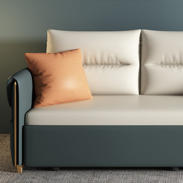 31.5 "H Hedendaags Faux Leather Square Arm Sofa Bed voor appartement