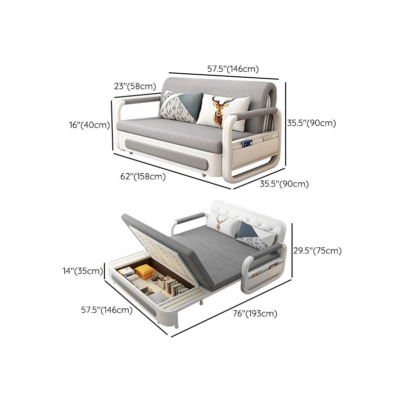 現代的な35.43 "Hコットンブレンドスクエアアームソファベッド用リビングルーム