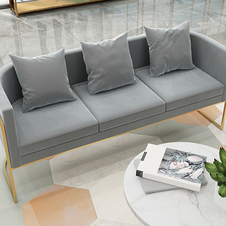 Contemporary 27.55" H Metal Frame Solid Color Velvet Tuxedo Arm Sofa Clearhalo 'furn' 'furn_sofas' 'Furniture' 'Living Room Furniture' 'Sofa' 'sofas' 6348452