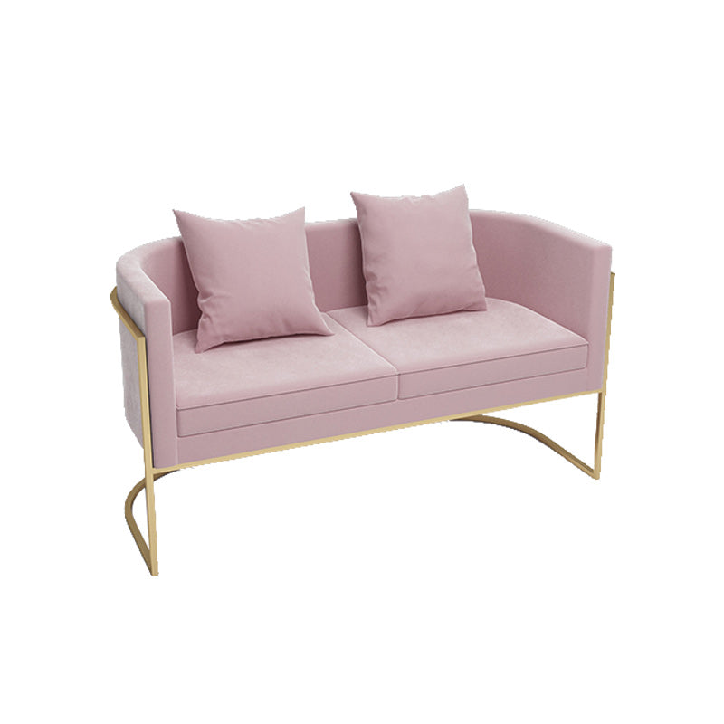 Contemporary 27.55" H Metal Frame Solid Color Velvet Tuxedo Arm Sofa 55"L x 24"W x 28"H Pink Clearhalo 'furn' 'furn_sofas' 'Furniture' 'Living Room Furniture' 'Sofa' 'sofas' 6348459