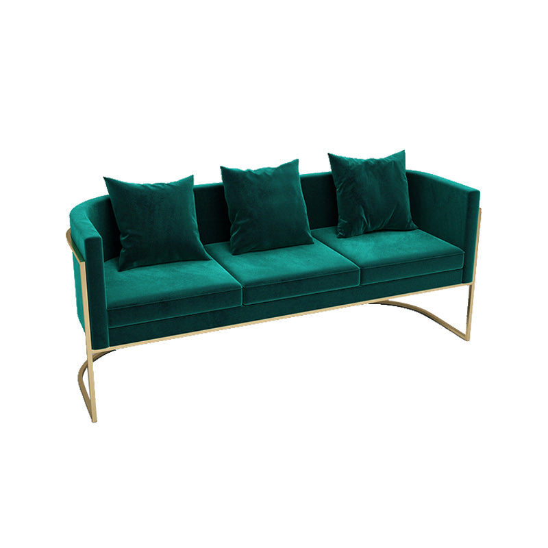 Contemporary 27.55" H Metal Frame Solid Color Velvet Tuxedo Arm Sofa 71"L x 24"W x 28"H Green Clearhalo 'furn' 'furn_sofas' 'Furniture' 'Living Room Furniture' 'Sofa' 'sofas' 6348463