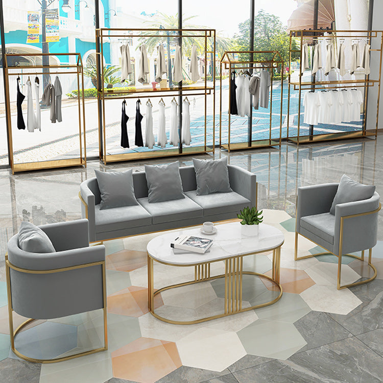 Contemporary 27.55" H Metal Frame Solid Color Velvet Tuxedo Arm Sofa Clearhalo 'furn' 'furn_sofas' 'Furniture' 'Living Room Furniture' 'Sofa' 'sofas' 6348464