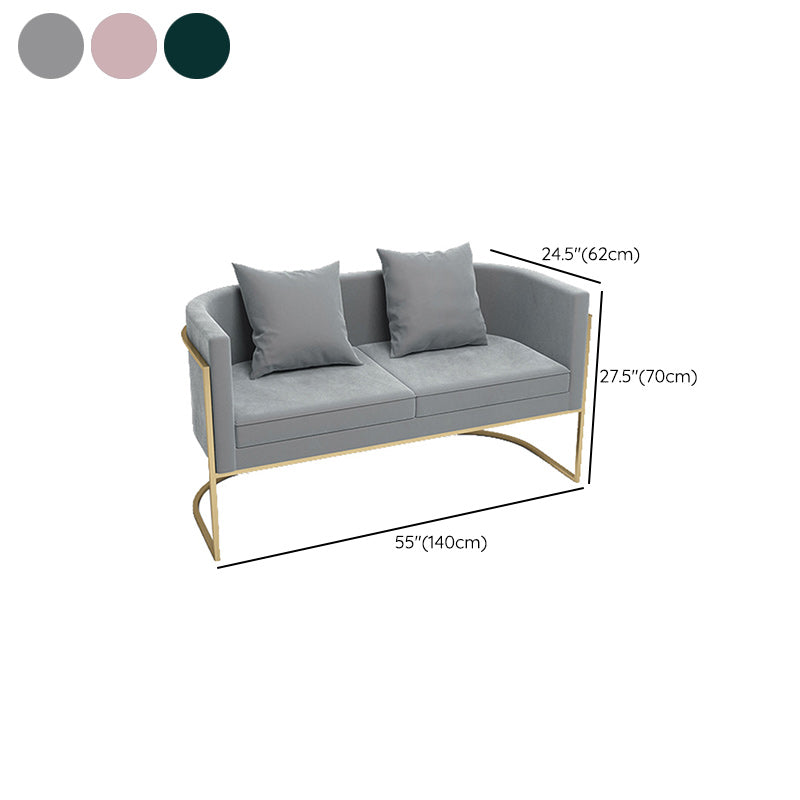 Contemporary 27.55" H Metal Frame Solid Color Velvet Tuxedo Arm Sofa Clearhalo 'furn' 'furn_sofas' 'Furniture' 'Living Room Furniture' 'Sofa' 'sofas' 6348465