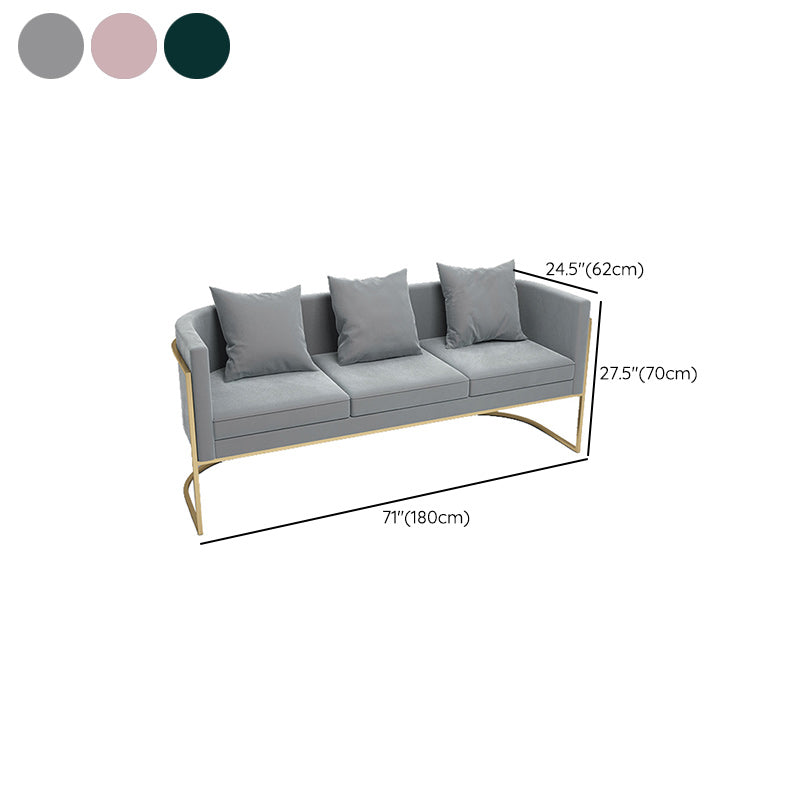 Contemporary 27.55" H Metal Frame Solid Color Velvet Tuxedo Arm Sofa Clearhalo 'furn' 'furn_sofas' 'Furniture' 'Living Room Furniture' 'Sofa' 'sofas' 6348466