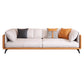 Contemporary Faux Leather Sofa with Tuxedo Arm in Orange and White Clearhalo 'furn' 'furn_sofas' 'Furniture' 'Living Room Furniture' 'Sofa' 'sofas' 6348471