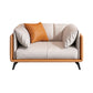 Contemporary Faux Leather Sofa with Tuxedo Arm in Orange and White Clearhalo 'furn' 'furn_sofas' 'Furniture' 'Living Room Furniture' 'Sofa' 'sofas' 6348481
