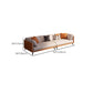 Contemporary Faux Leather Sofa with Tuxedo Arm in Orange and White Clearhalo 'furn' 'furn_sofas' 'Furniture' 'Living Room Furniture' 'Sofa' 'sofas' 6348483