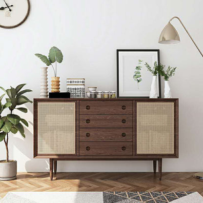 Mid-Century Modern Cabinet Solid Wood 2Shelves With Doors Straight Legs Accent Cabinet Walnut Clearhalo 'Cabinets & Chests' 'cabinets_chests' 'furn' 'furn_cabinets_chests' 'Furniture' 'Living Room Furniture' 6348666