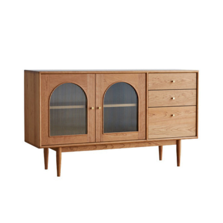 Cabinet moderne du milieu du siècle Cherry 1 Shelves 3 - Tiroir des jambes droites Accent Cabinet