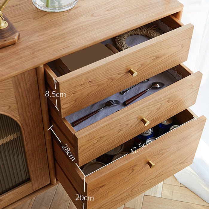 Cabinet moderne du milieu du siècle Cherry 1 Shelves 3 - Tiroir des jambes droites Accent Cabinet